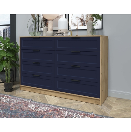 Kомод Тренд КТ-К157 (Дуб золотой ЛДСП/ Индиго ЛМДФ) Ш1565 В1020 Г451